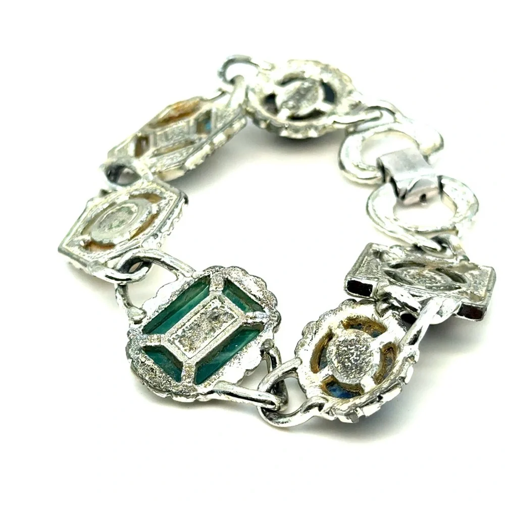 Sarah Cov. Multistone Silver-Tone Link Bracelet‎ -